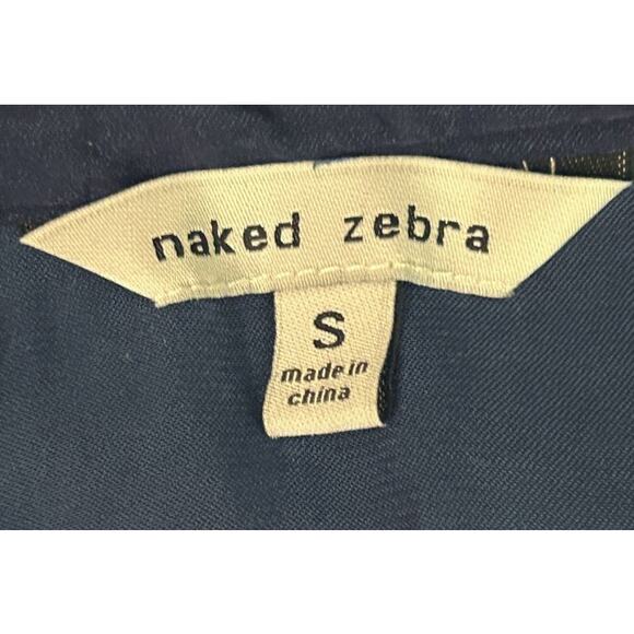 Naked Zebra Sleeveless V-Neck Front Neck Tie Navy Blue Top Small - Picture 5 of 6